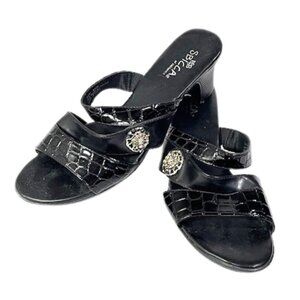 Sbicca of California black croc look sandals.